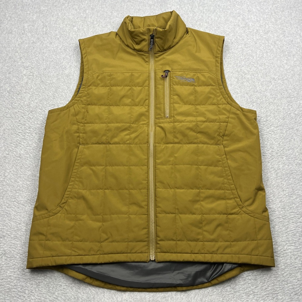 SITKA Gear Grange Vest Mens Large Ochre GORE Windstopper Quilted Full Zip Gilet